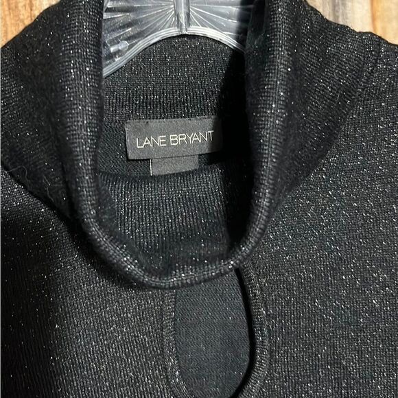 Lane Bryant top turtleneck long sleeve black silver metallic 14 - Picture 2 of 6